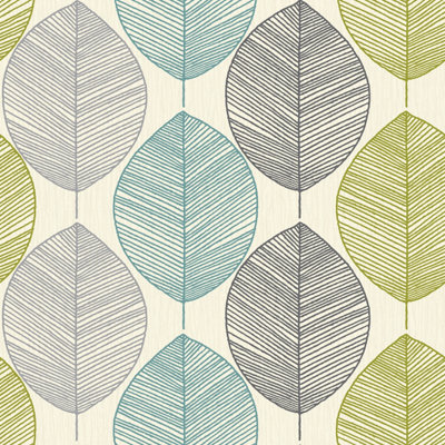 Arthouse Retro Leaf Teal/Green Wallpaper