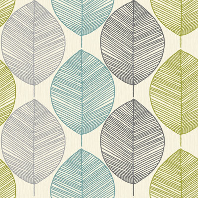 Arthouse Retro Leaf Teal/Green Wallpaper