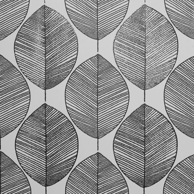 Arthouse Scandi Leaf Black & White Wallpaper