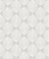 Arthouse Scandi Leaf Grey Wallpaper