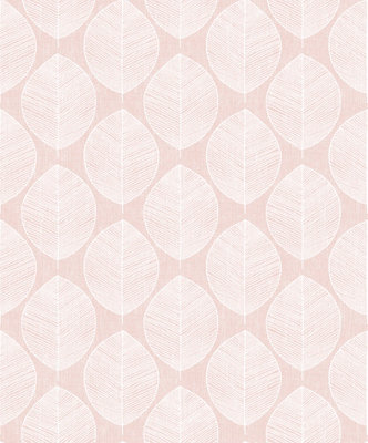 Arthouse Scandi Leaf Pink Wallpaper