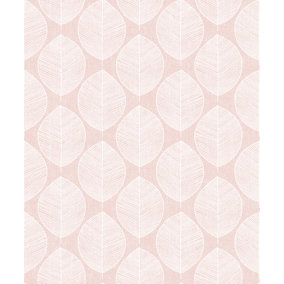 Arthouse Scandi Leaf Pink Wallpaper