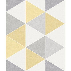 Arthouse Scandi Triangle Yellow Wallpaper