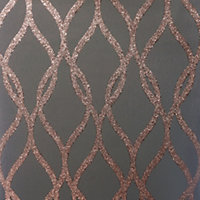 Arthouse Sequin Trellis Charcoal/Rose Gold Wallpaper