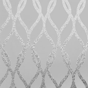 Arthouse Sequin Trellis Grey/Silver Wallpaper