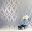 Arthouse Sequin Trellis Grey/Silver Wallpaper