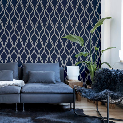 Arthouse Sequin Trellis Navy/Silver Arthouse