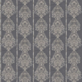 Arthouse Silk Road Charcoal Damask Traditional Classic Paste The Wall Wallpaper