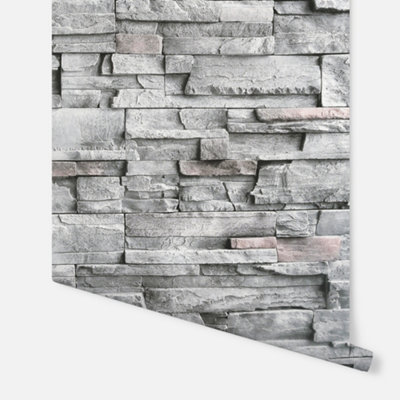 Arthouse Slate Wall Grey Wallpaper