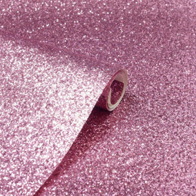 Arthouse Sparkle Sequin Plain Metallic Glitter Shiny Wallpaper Paste The Wall Pink 900904