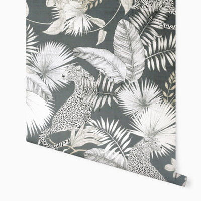 Arthouse Tropical Leopard Neutral Wallpaper