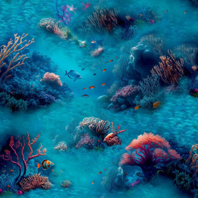 Arthouse Under The Sea Blue Colourful Fish Print Wallpaper 923808