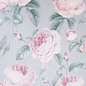 Arthouse Vintage Rose Grey/Pink Wallpaper