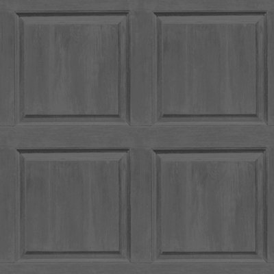 Arthouse Washed Panel Charcoal Wallpaper