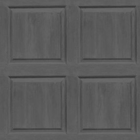 Arthouse Washed Panel Charcoal Wallpaper