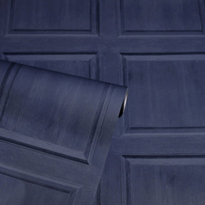 Arthouse Washed Panel Navy Wallpaper