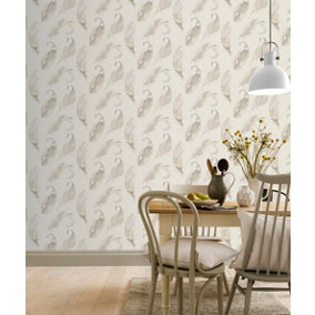 Arthouse Watercolour Feather Soft Gold Wallpaper