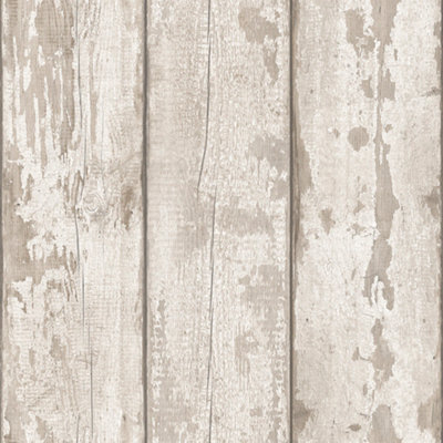 Arthouse White Washed Wood Wallpaper