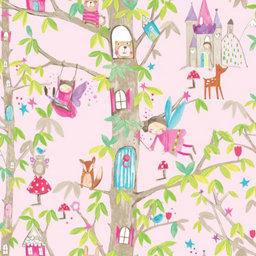 Arthouse Woodland Fairies Pink Wallpaper