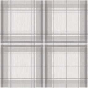 Arthouse Woven Check Grey/White Wallpaper