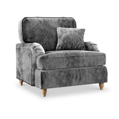 Arthur Charcoal Grey Armchair for Living Room - Fully Assembled By Roseland Furniture