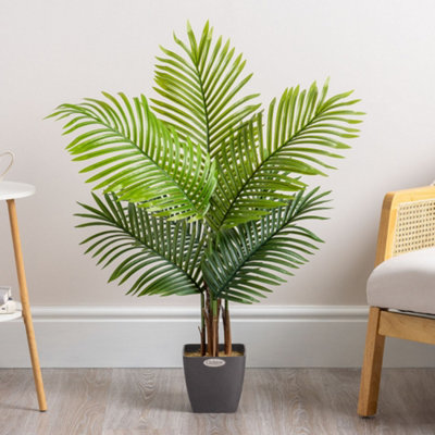 Artificial Areca Palm Tree Natural Looking Faux Plant in Pot 3ft