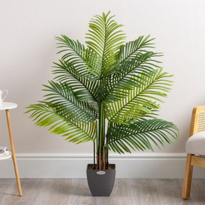 Artificial Areca Palm Tree Natural Looking Faux Plant in Pot 4ft