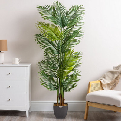 Artificial Areca Palm Tree Natural Looking Faux Plant in Pot 6ft