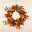 Artificial Autumn Maple Leaves Rattan Wreath with LED Light Dia 45cm