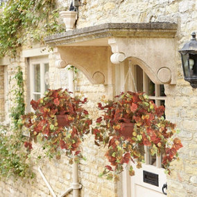 Artificial Autumn Vine Hanging Basket - Weather Resistant Everlasting Faux Flower Display with Pot & Hanging Chains - 25.5cm Dia