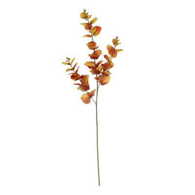 Artificial Autumnal Brown Eucalyptus Single Stem Spray. H73 cm