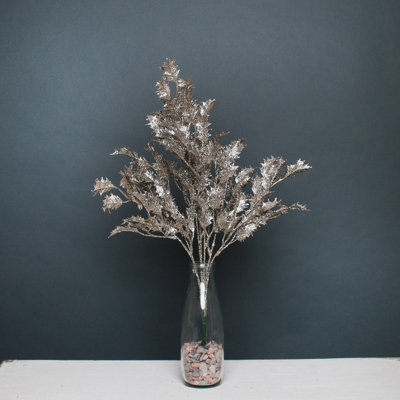 Artificial Champagne Glitter Holly Bush. H52 cm