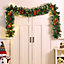 Artificial Christmas Garland Pine Cone Bow Knot Green Garland with LED Light 270 cm
