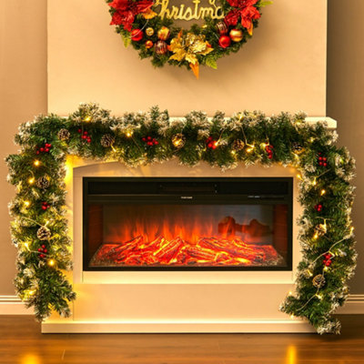 Artificial Christmas Garland Pine Cones Berries Green Garland with LED Lights 270 cm Price Comparisons | Compare The Build