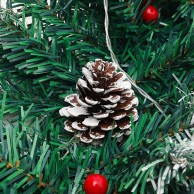 Artificial Christmas Garland Pine Cones Berries Green Garland with LED ...