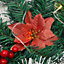 Artificial Christmas Garland Pine Cones Red Flower Green Garland with LED Lights 270 cm