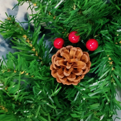 Artificial Christmas Garland Red Berry & Pine Cones Green Garland 2.7M - 5