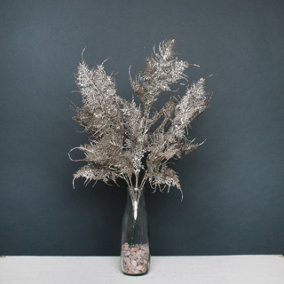 Artificial Christmas Glitter Fern Bush - Champagne. H52 cm