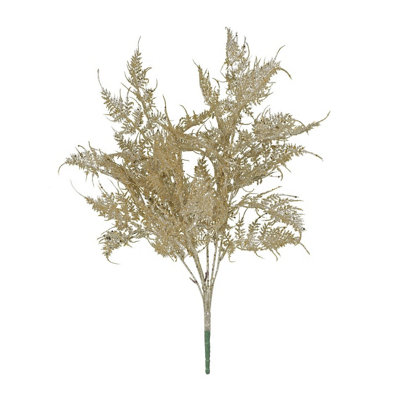 Artificial Christmas Glitter Fern Bush - Gold. H52 cm