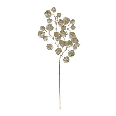 Artificial Christmas Gold Glitter Eucalyptus Spray (H70cm)