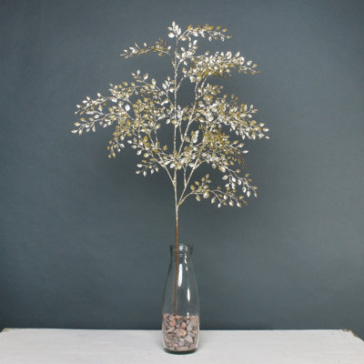 Artificial Christmas Gold Glitter Mini Leaf Spray (H72cm)