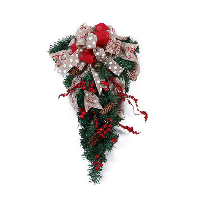 Artificial Christmas Swag Ribbon Bow Red Berries Pine Cone Christmas Decoration Xmas Ornament Price Comparisons | Compare The Build