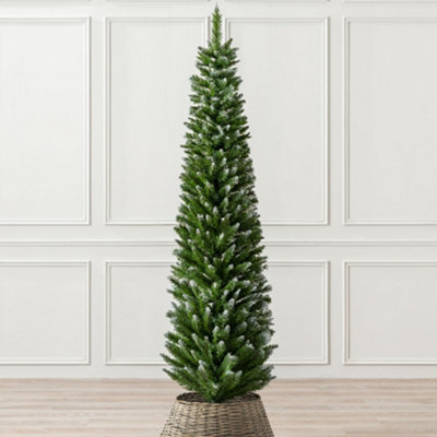 Artificial Christmas Tree Slim Pencil Frosted Snowy Spruce Christow 6ft