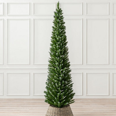 Artificial Christmas Tree Slim Pencil Frosted Snowy Spruce Christow 7ft