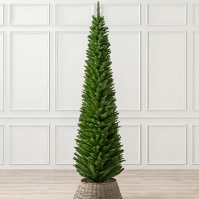 Artificial Christmas Tree Slim Pencil Spruce With Stand Christow 7ft