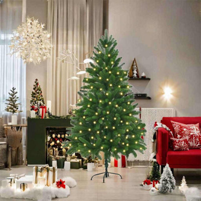 Artificial Christmas Tree with LED Strip Lights Green 180 cm PE