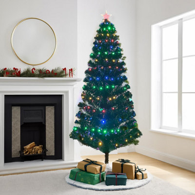 Artificial Christmas Tree with Multi-Colour LED Lights and Metal Stand ...