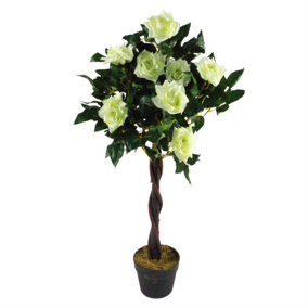 Artificial Cream Rose Tree Wedding Twisted Vine Detail 90cm (3ft)