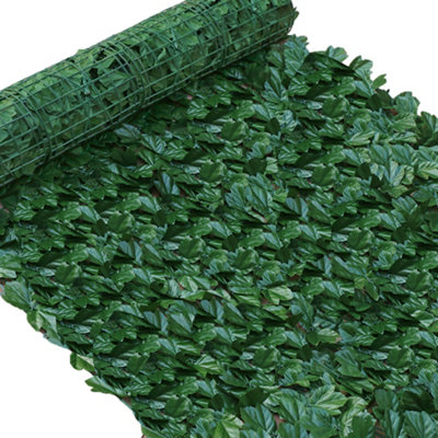 Artificial Faux Ivy Hedge Screening  roll Cover Fence Wall Garden Green Leaf 3m x 1m