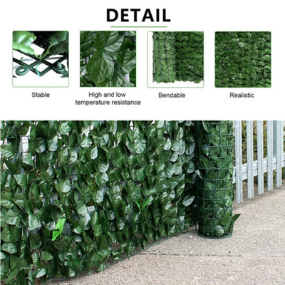 Artificial Faux Ivy Hedge Screening  roll Cover Fence Wall Garden Green Leaf 3m x 1m - 3